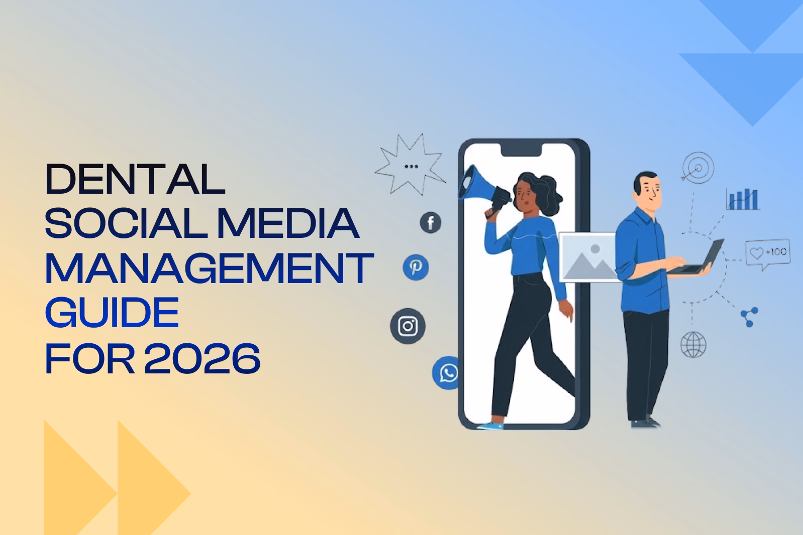 Dental Social Media Management Guide for 2026 title graphic with digital marketing illustrations